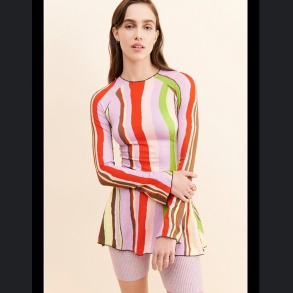 Arthur Skins Flared Tunic striped bamboo. Size 4